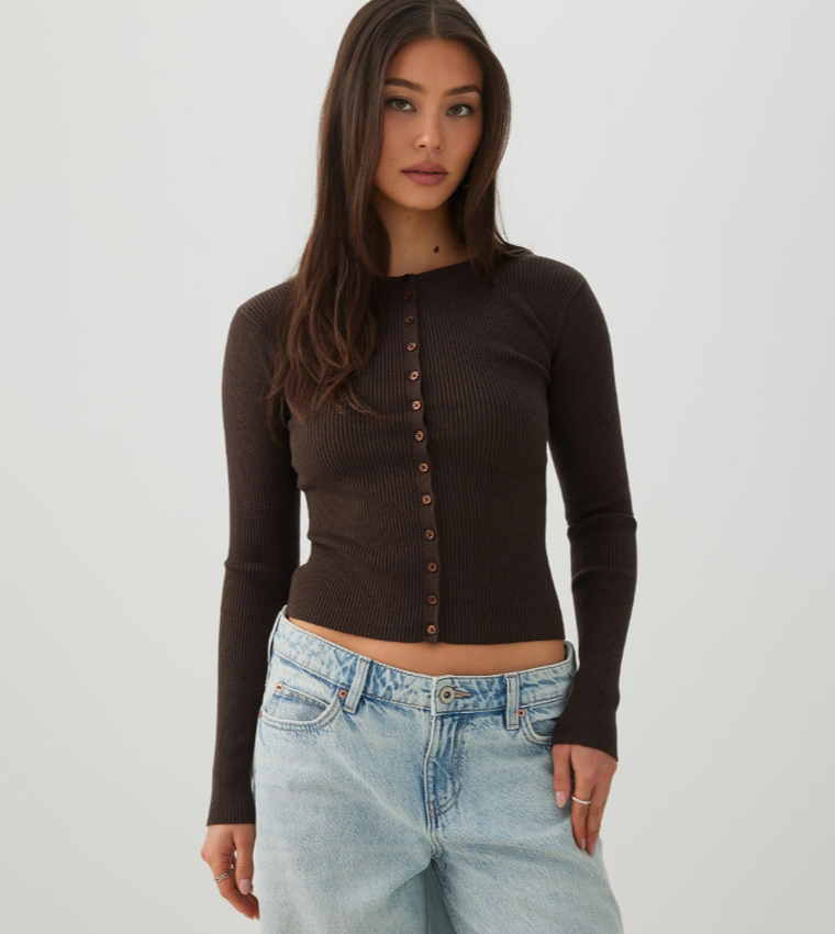 Ribbed Slim Fit Cardigan
