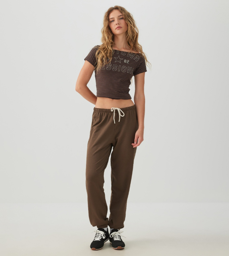 Solid Drawstring Waist Fleece Joggers