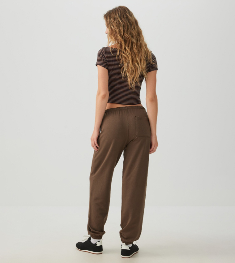 Solid Drawstring Waist Fleece Joggers