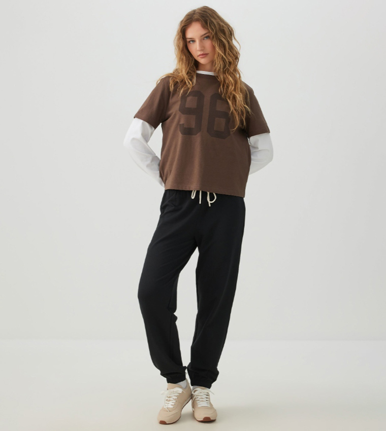 Solid Drawstring Waist Fleece Joggers