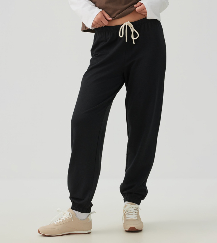 Solid Drawstring Waist Fleece Joggers