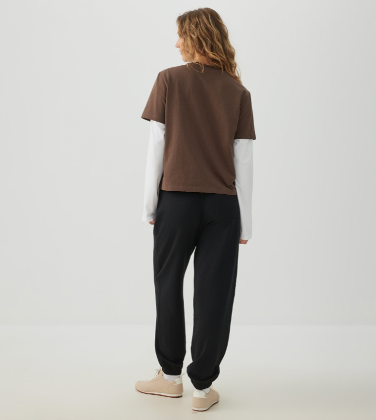 Solid Drawstring Waist Fleece Joggers