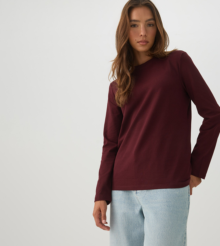 اردين  تيشيرتات كم طويل  - بني محمر  Long Sleeve T-Shirts
