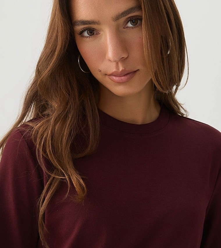 اردين  تيشيرتات كم طويل  - بني محمر  Long Sleeve T-Shirts