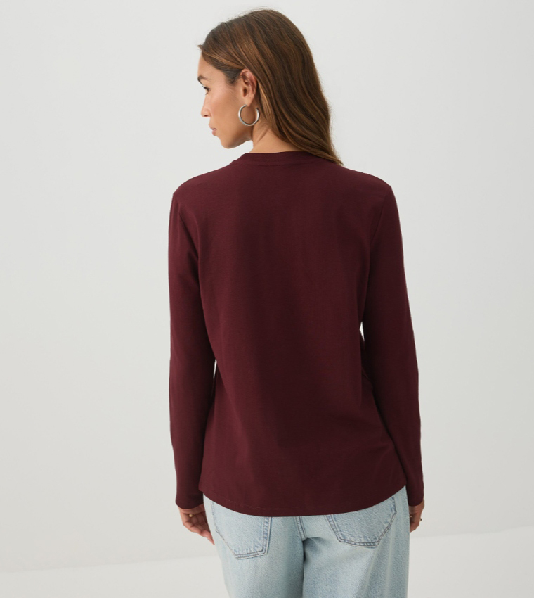 اردين  تيشيرتات كم طويل  - بني محمر  Long Sleeve T-Shirts