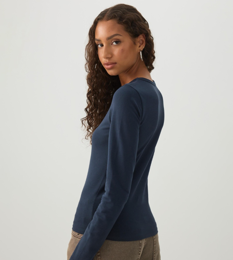 Ardene  Long Sleeve T-Shirts - Blue Long Sleeve T-Shirts