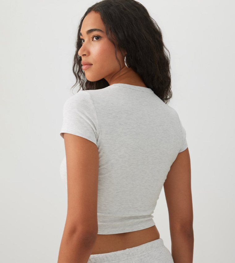 Ardene  Short Sleeve T-Shirts - Off White Short Sleeve T-Shirts