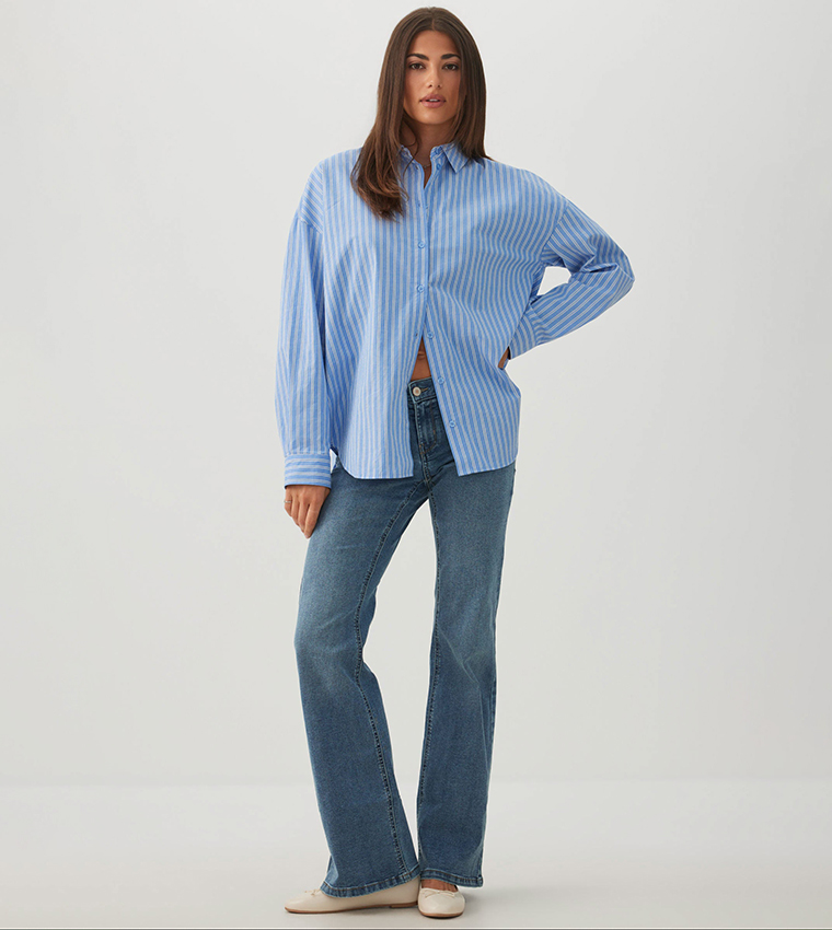 Striped Button Up Oversized Shirt