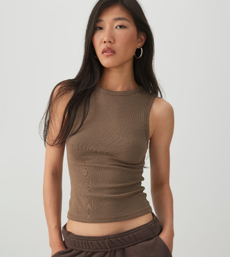 Ardene  Sleeveless Tops - Brown Sleeveless Tops