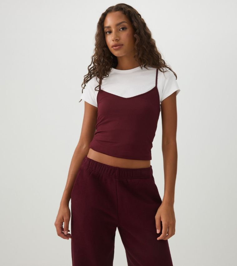 Ardene  Sleeveless Tops - Maroon Sleeveless Tops