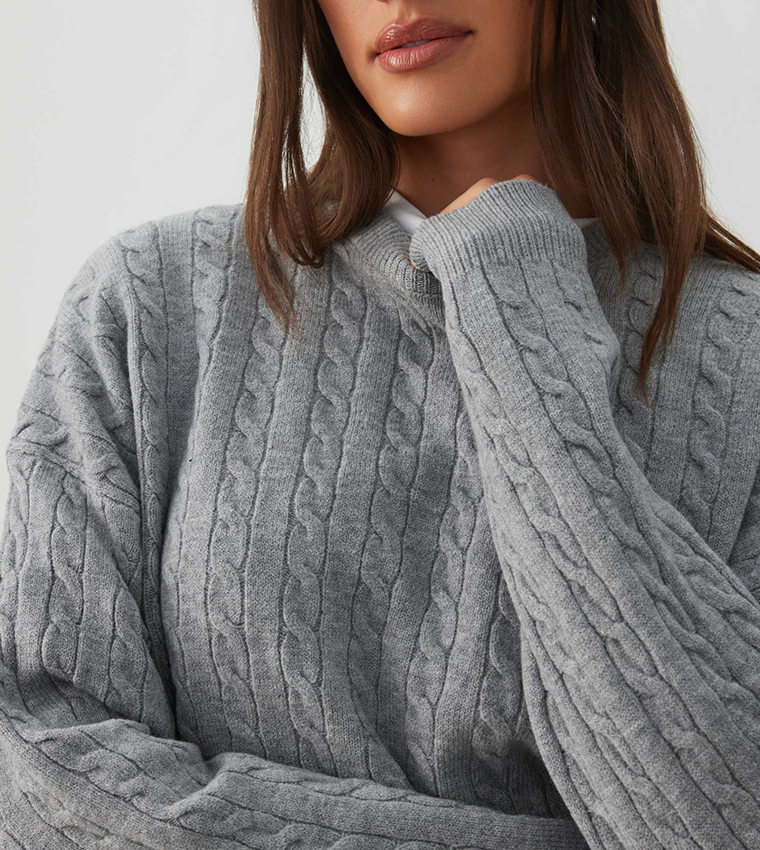 Ardene  Round Neck Sweaters - Grey Round Neck Sweaters