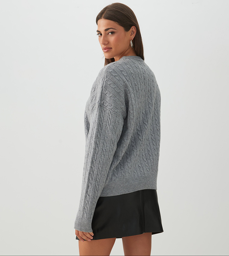 Ardene  Round Neck Sweaters - Grey Round Neck Sweaters