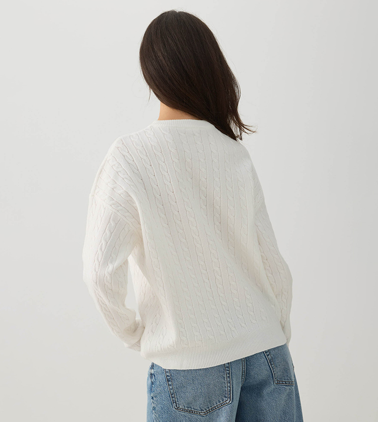 Cable Knit Crew Neck Sweater