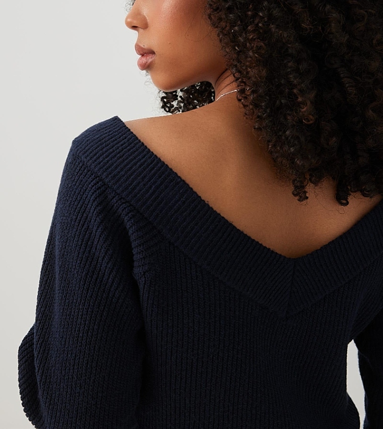Ribbed V-Neck Sweater