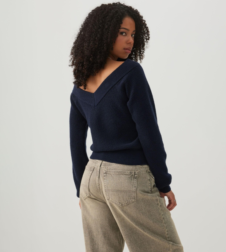 Ribbed V-Neck Sweater