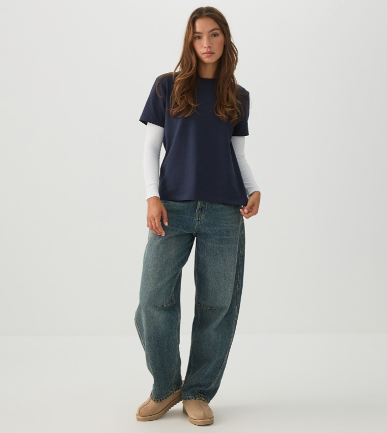 Ardene  Short Sleeve T-Shirts - Navy Short Sleeve T-Shirts