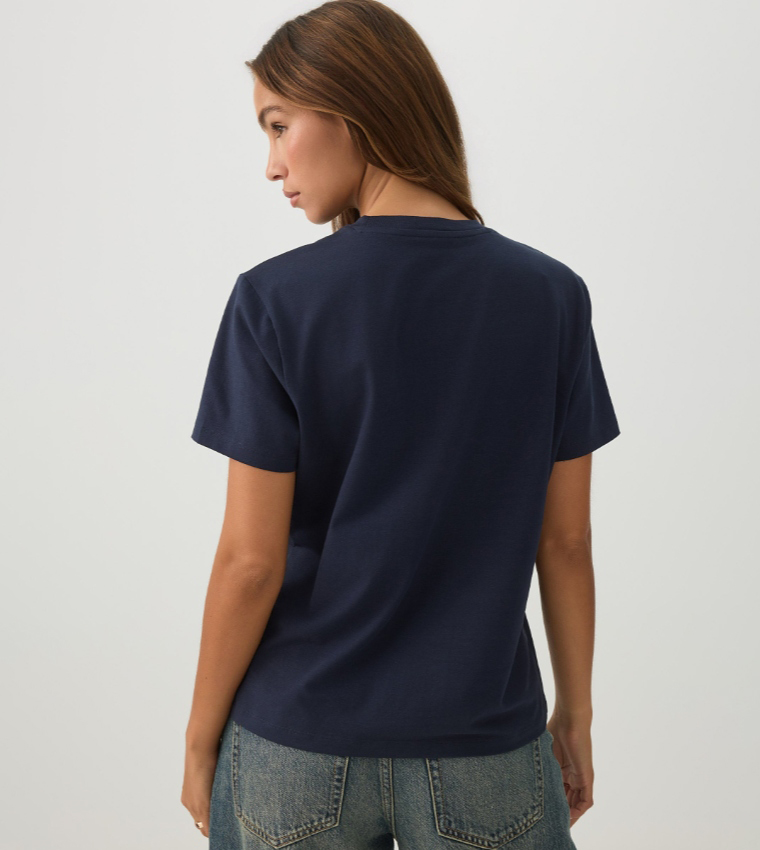 Ardene  Short Sleeve T-Shirts - Navy Short Sleeve T-Shirts