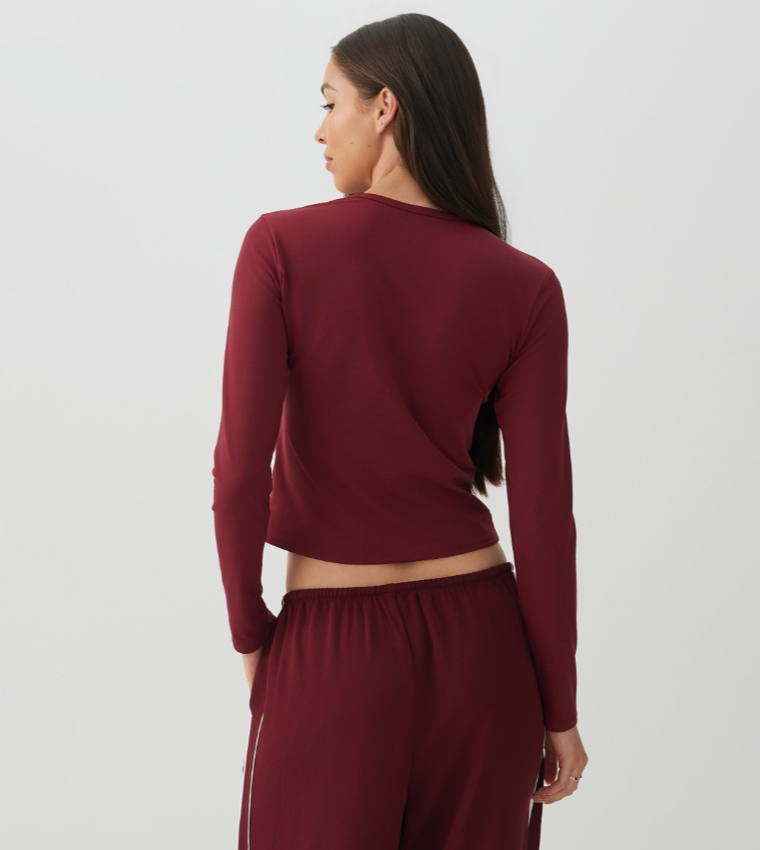 اردين  تيشيرتات كم طويل  - بني محمر  Long Sleeve T-Shirts