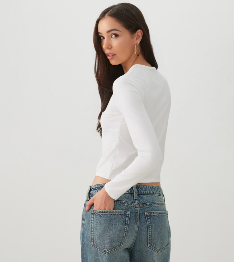 Ardene  Long Sleeve T-Shirts - White Long Sleeve T-Shirts