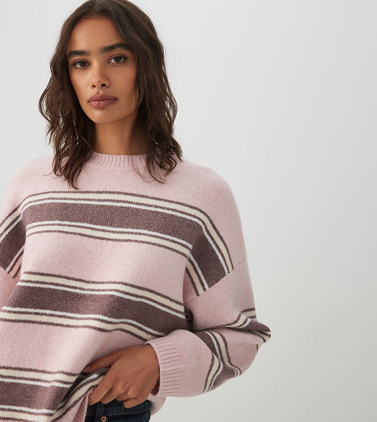Ardene  Round Neck Sweaters - Pink Round Neck Sweaters