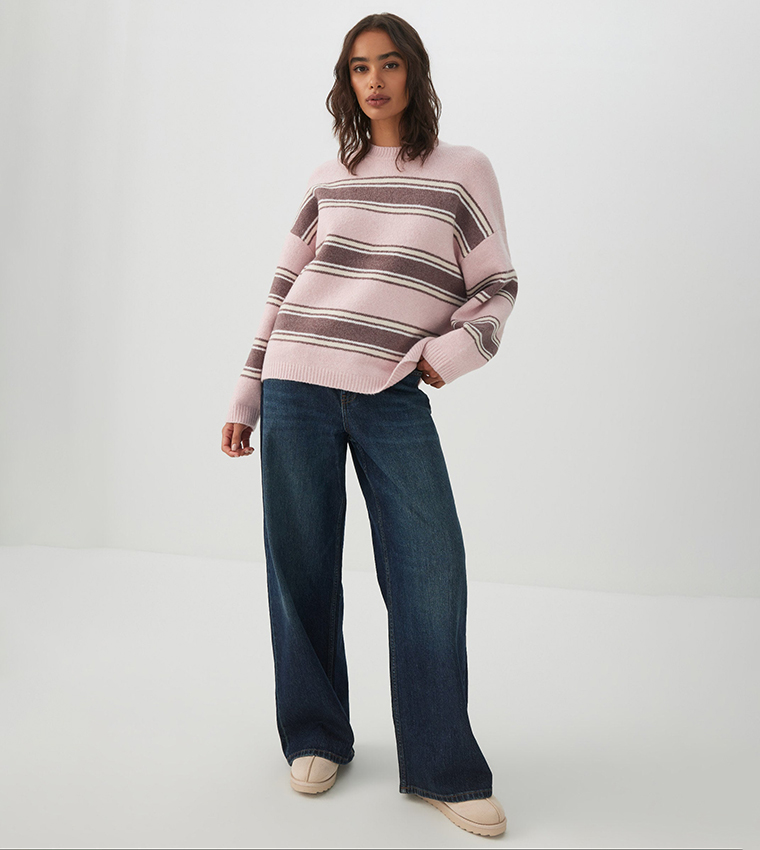 Ardene  Round Neck Sweaters - Pink Round Neck Sweaters