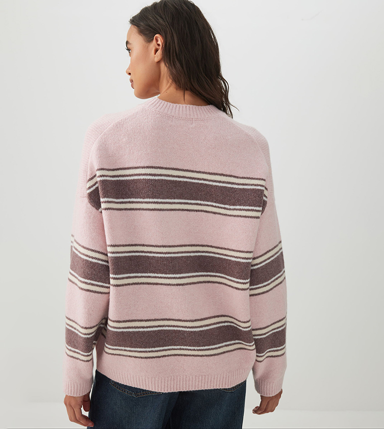 Ardene  Round Neck Sweaters - Pink Round Neck Sweaters