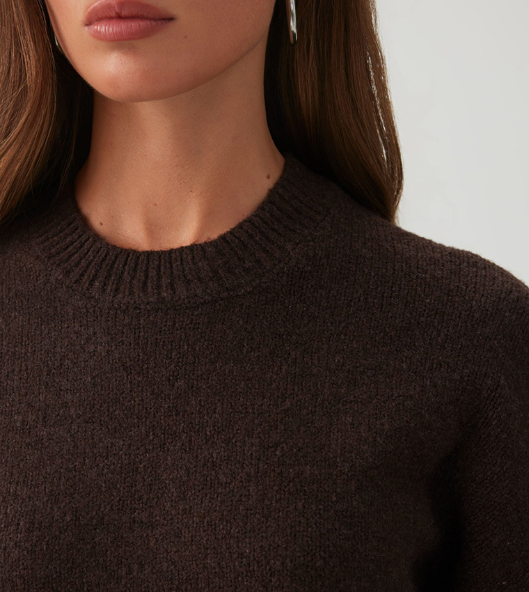 MODERAKNIT™ Solid Crew Neck Oversized Sweater