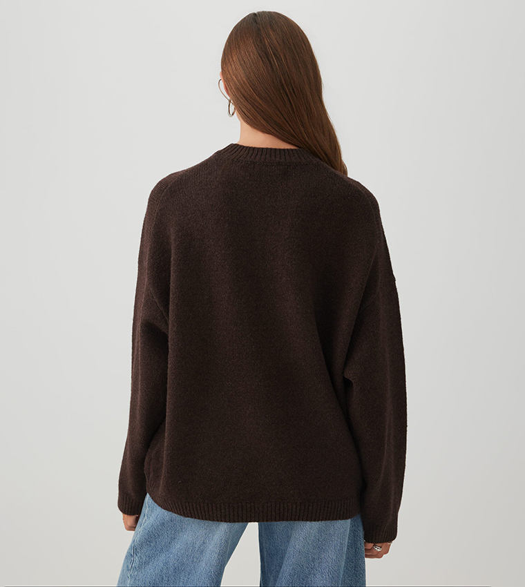 MODERAKNIT™ Solid Crew Neck Oversized Sweater