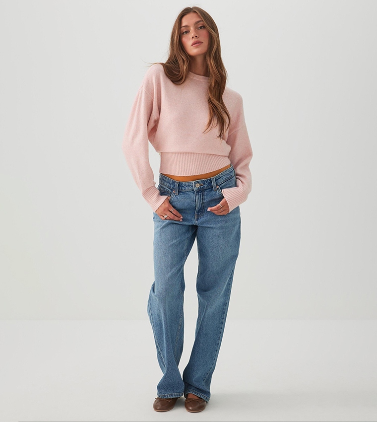 MODERAKNIT™ Solid Long Cuff Crew Neck Sweater