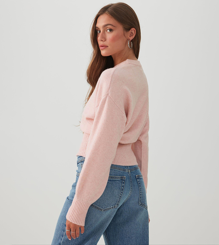 MODERAKNIT™ Solid Long Cuff Crew Neck Sweater
