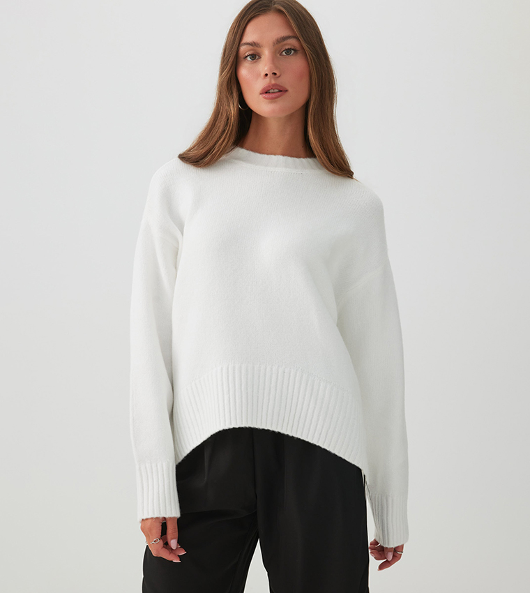 MODERAKNIT™ High Low Bubble Sweater