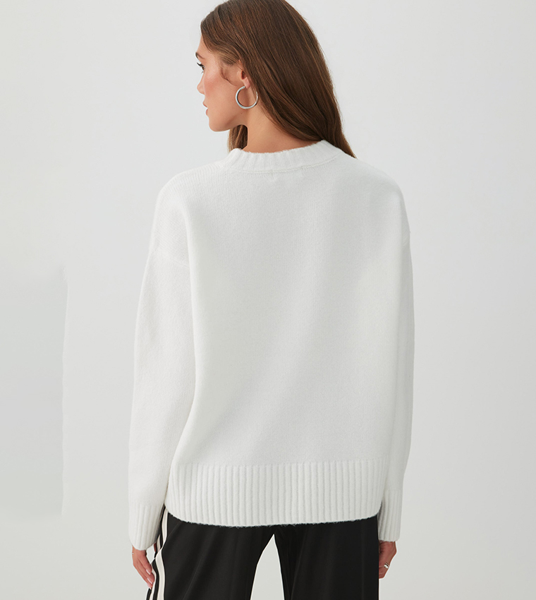 MODERAKNIT™ High Low Bubble Sweater