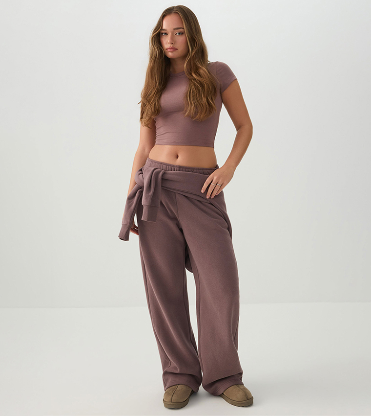 Ardene  Short Sleeve T-Shirts - Mauve Short Sleeve T-Shirts