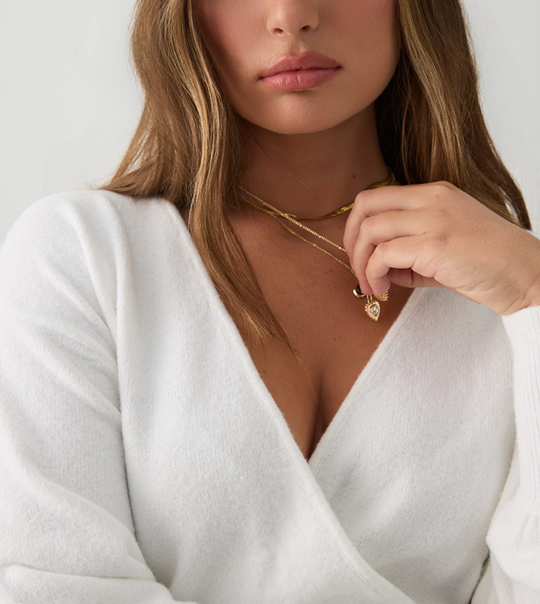 Ardene  V-neck Sweaters - White V-neck Sweaters