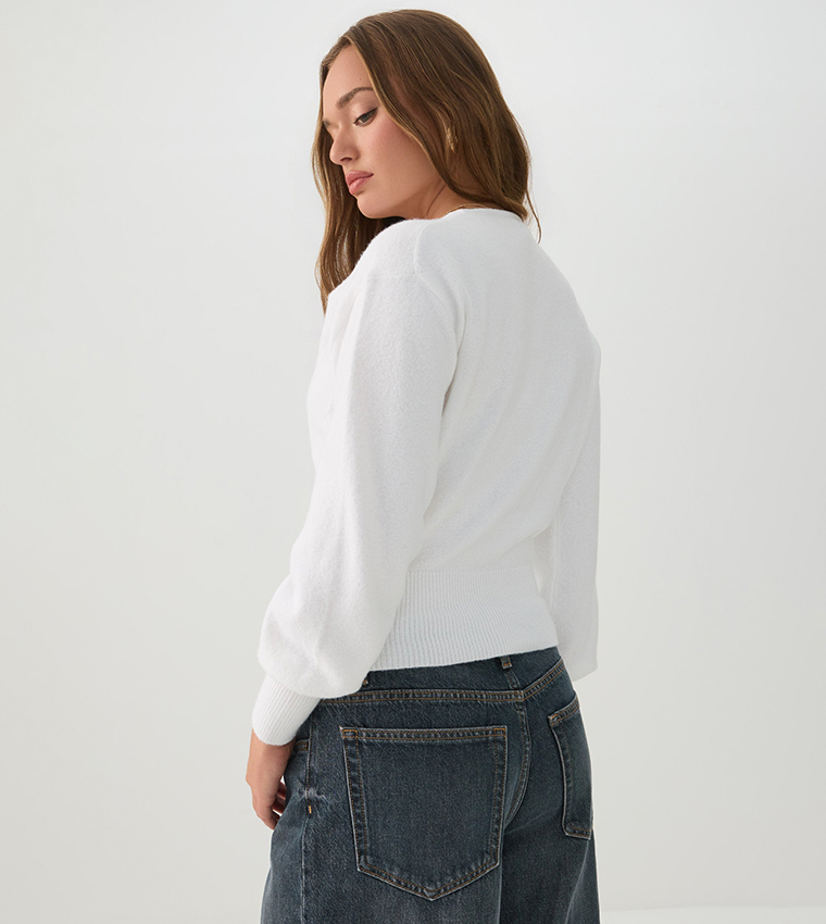 Ardene  V-neck Sweaters - White V-neck Sweaters