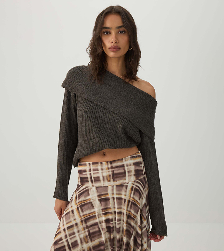 Oversized Rib Foldover Sweater