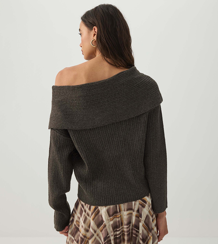 Oversized Rib Foldover Sweater