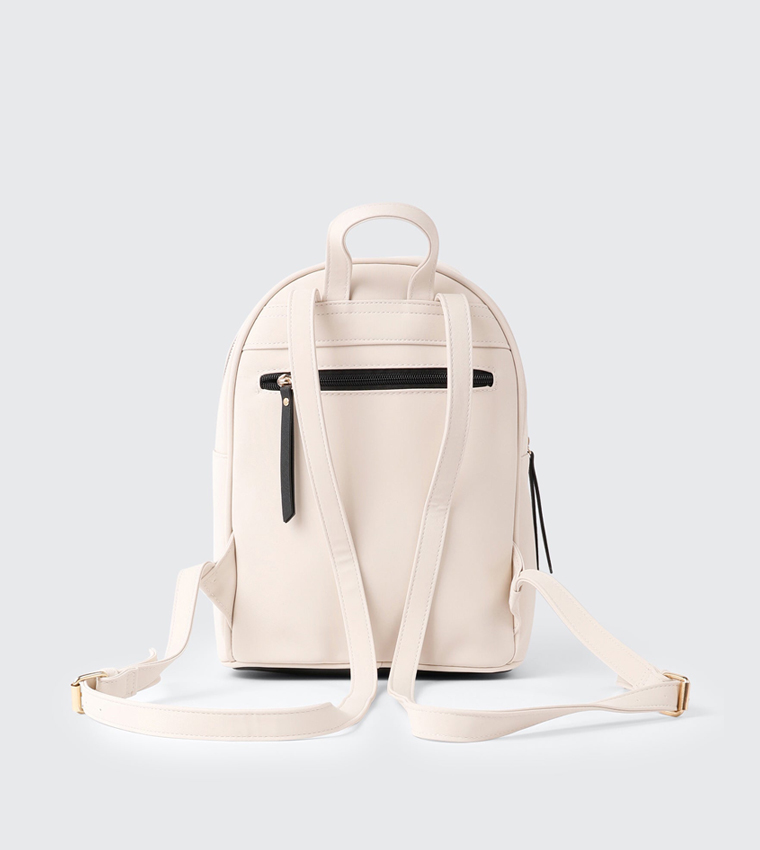 Solid Zippered Rubberized Backpack