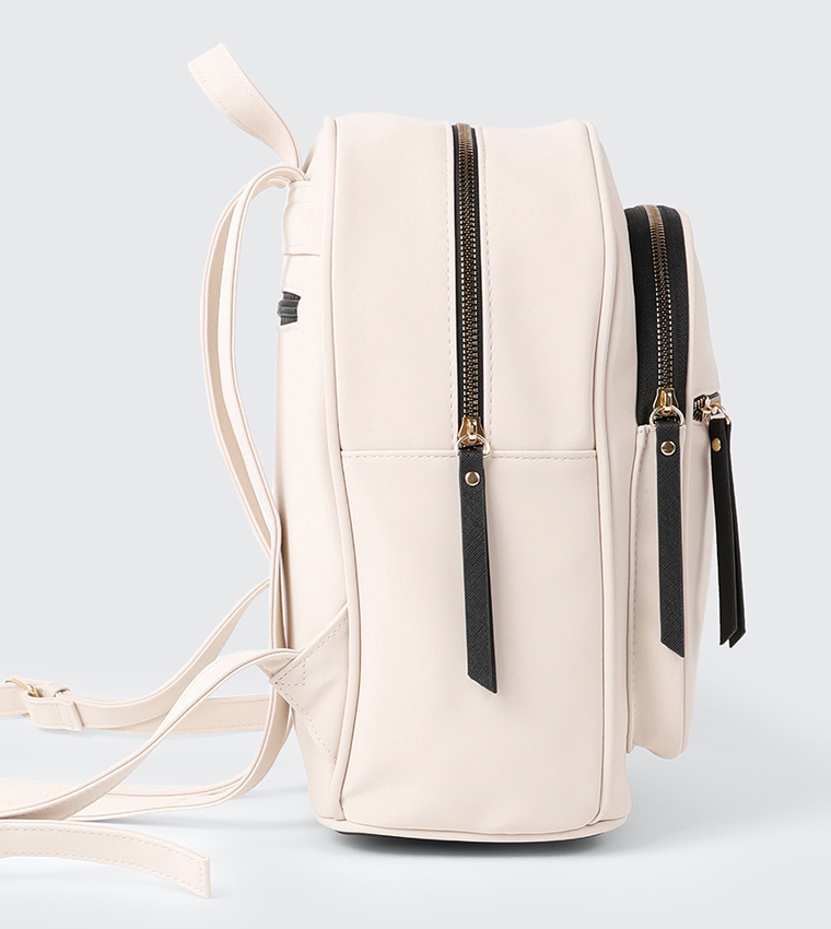 Solid Zippered Rubberized Backpack