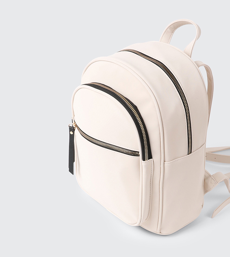 Solid Zippered Rubberized Backpack