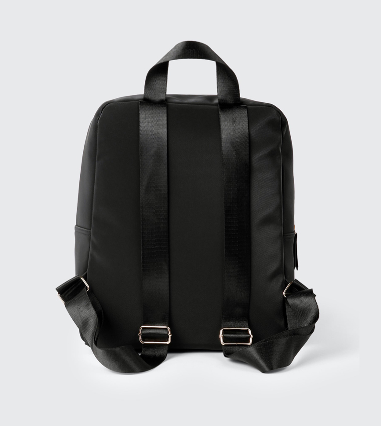 Solid Zippered Rubberized Backpack