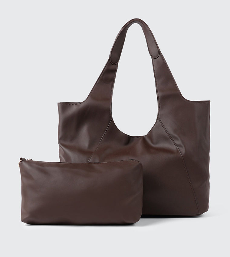 Solid Tote Bag with Pouch