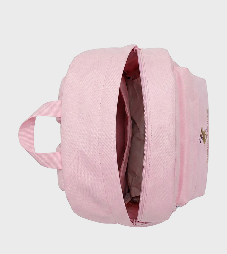 Logo Embroidered Zippered Backpack