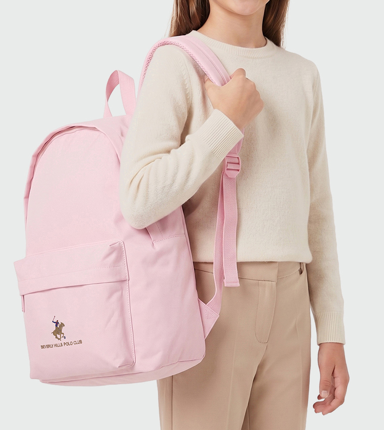 Logo Embroidered Zippered Backpack