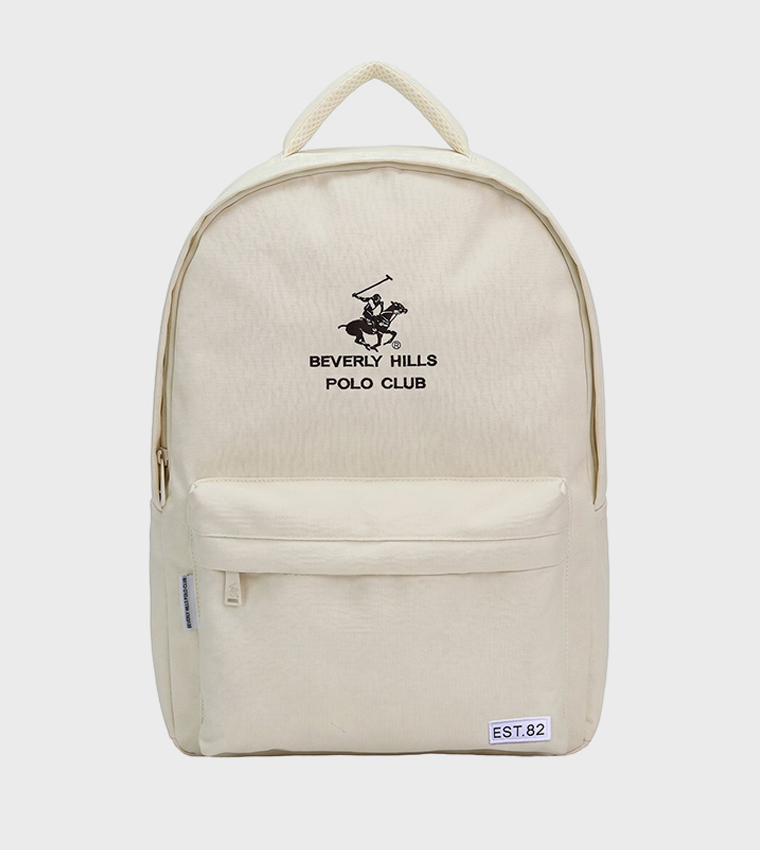 Logo Embroidered Zippered Backpack