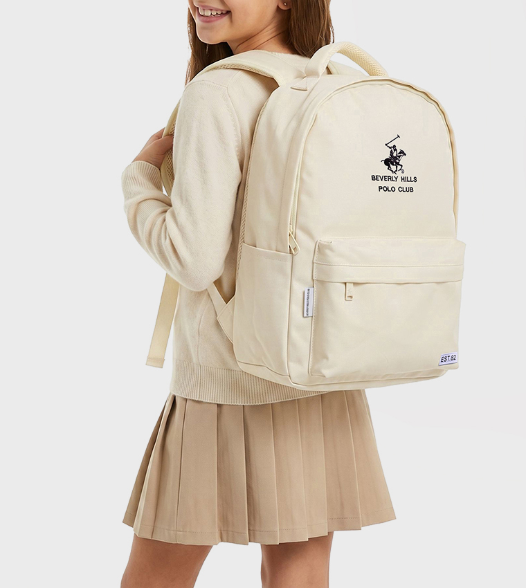 Logo Embroidered Zippered Backpack
