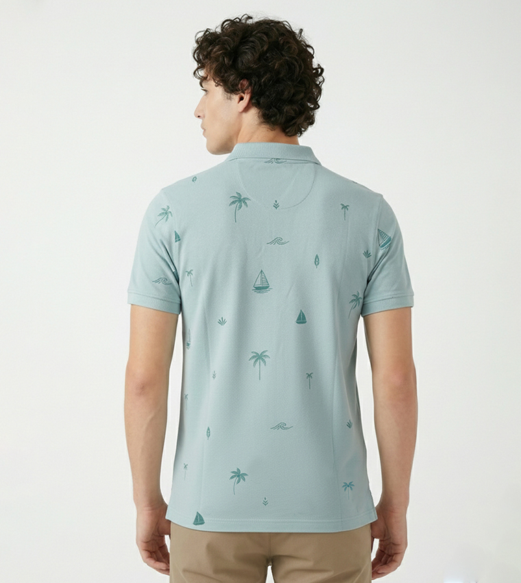 Tropical Printed Polo T-Shirt