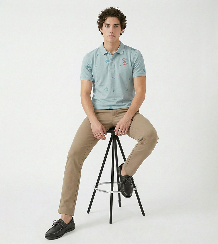 Tropical Printed Polo T-Shirt