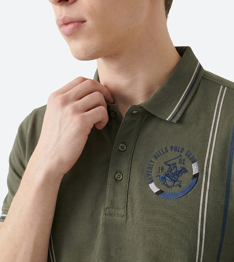 Striped Collar Logo Detail Polo T-Shirt
