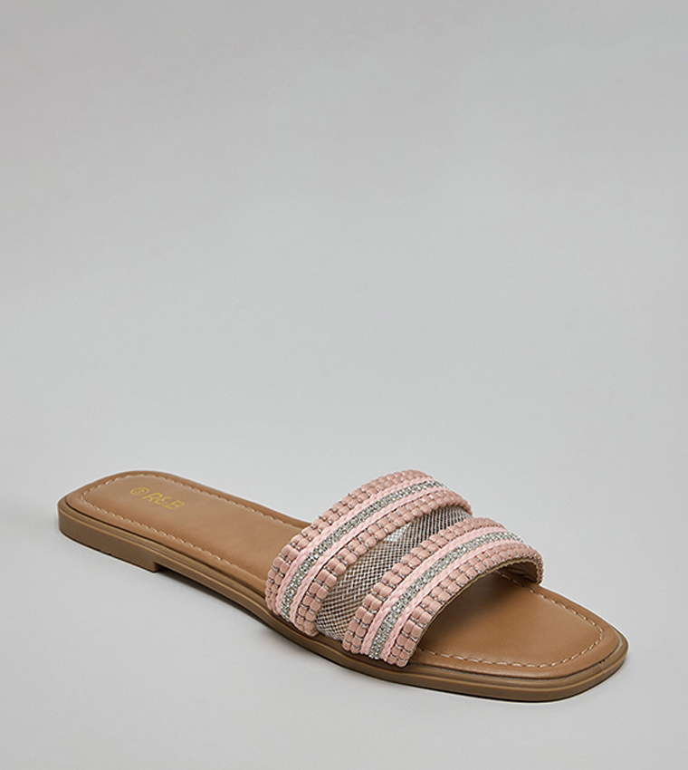 Embroidered Flat Sandals